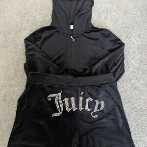 Juicy Couture 2pc Black Velour Lounge Set - XL